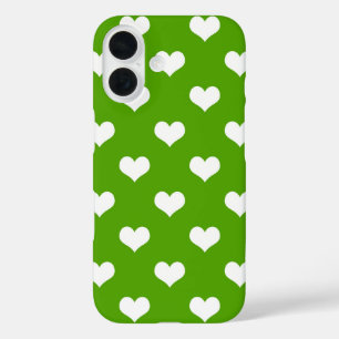 Groen Witte Lieve Harten Ontwerp  iPhone 16 Hoesje