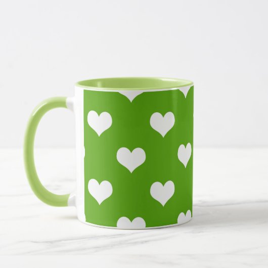 Groen Witte Lieve Harten Ontwerp  Mok (Links)