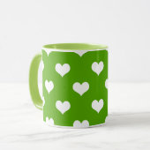 Groen Witte Lieve Harten Ontwerp  Mok (Voorkant links)