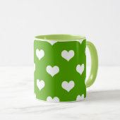 Groen Witte Lieve Harten Ontwerp  Mok (Voorkant rechts)