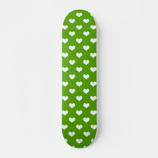 Groen Witte Lieve Harten Ontwerp  Persoonlijk Skateboard (Voorkant)