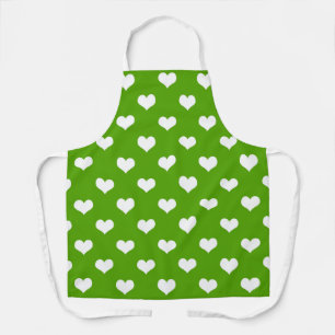 Groen Witte Lieve Harten Ontwerp Schort