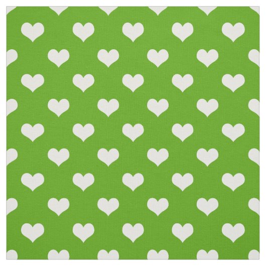 Groen Witte Lieve Harten Ontwerp Stof (Swatch)