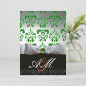 GROEN WITTE LINT & ZWARTE DAMAST MONOGRAM Goud Kaart (Staand voorkant)