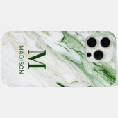 Groen Witte Marmeren Monogram Gepersonaliseerde Na Case-Mate iPhone Case (Achterkant (horizontaal))