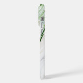 Groen Witte Marmeren Monogram Gepersonaliseerde Na iPhone Hoesje (Linkerkant)