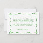 Groen Witte Met De Hand Getekende Hart Whimsical Bedankkaart (Achterkant)