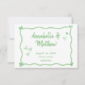 Groen Witte Met De Hand Getekende Hart Whimsical H Save The Date (Voorkant)