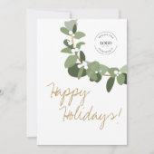 Groen Witte Modern Wreater Business Logo Happy Feestdagenkaart (Voorkant)