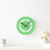 Groen Witte Monochrome Ruiten Ronde Klok (Huis)