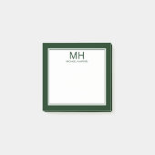 Groen Witte Monogram Mannen Post-it® Notes (Voorkant)