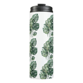 Groen-witte Monstera Tumbler Thermosbeker