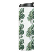 Groen-witte Monstera Tumbler Thermosbeker (Gedraaid links)