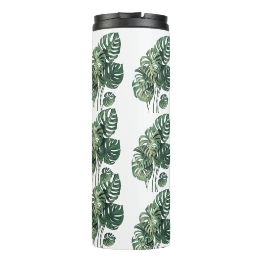 Groen-witte Monstera Tumbler Thermosbeker (Achterkant)