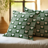 Groen Witte Patchwork Harten Patroon Kussen