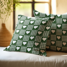 Groen Witte Patchwork Harten Patroon