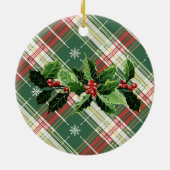 groen-witte plaid | De eerste kerstfoto van de bab Keramisch Ornament (Achterkant)