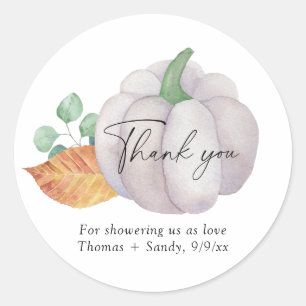Groen witte pompoen - Dank u Baby shower Ronde Sticker