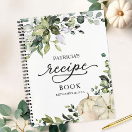 Groen-witte pompoen herfst bruidsdouche receptenbo notitieboek
