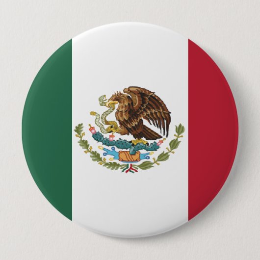 Groen Witte Rode Driekleur, Adelaar Mexico Vlag Ronde Button 4,0 Cm (Voorkant)