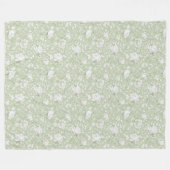 Groen Witte Romantische Bloem Fleece Deken (Voorkant (Horizontaal))