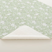 Groen Witte Romantische Bloem Sherpa Deken (3/4)