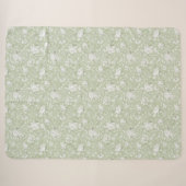 Groen Witte Romantische Bloem Sherpa Deken (Voorkant (horizontaal))