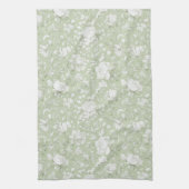 Groen Witte Romantische Bloem Theedoek (Verticaal)