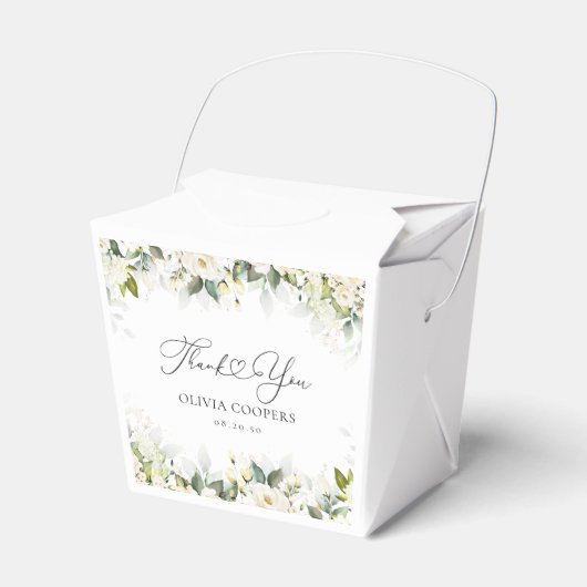 Groen Witte Rozen Baby shower Favor Box Bedankdoosjes (Voorkant Zijde)