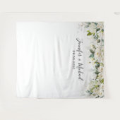 Groen Witte Rozen Bruiloft Achtergronden Wandkleed (Voorkant (horizontaal))