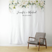 Groen Witte Rozen Bruiloft Achtergronden Wandkleed (In situ)