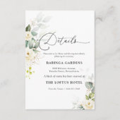 Groen Witte Rozen Bruiloft Details Informatiekaartje (Voorkant)