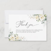 Groen Witte Rozen Bruiloft Flat Dank u Kaart (Voorkant)