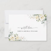 Groen Witte Rozen Bruiloft Flat Dank u Kaart (Achterkant)