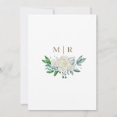 Groen & Witte Rozen Gouden Lijst Rustieke Bruiloft Kaart (Achterkant)