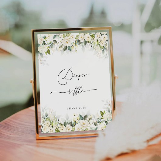 Groen Witte Rozen Luier Raffle Teken Reclamebord Met Voetstuk