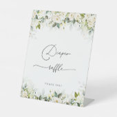 Groen Witte Rozen Luier Raffle Teken Reclamebord Met Voetstuk (Voorkant)