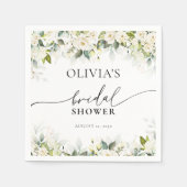 Groen Witte Rozen Vrijgezellenfeest servetten (Voorkant)