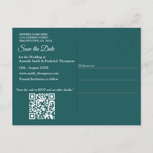 Groen/Witte Rozenbloemen op Groen patroondocument Aankondigingskaart (Achterkant)