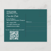 Groen/Witte Rozenbloemen op Groen patroondocument Aankondigingskaart (Achterkant)