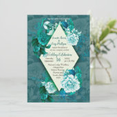 Groen/Witte Rozenbloemen op Groen patroondocument Kaart (Staand voorkant)