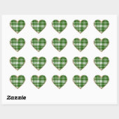 Groen Witte Ruit Goud Glitter Hart Sticker (Vel)