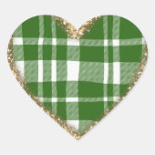 Groen Witte Ruit Goud Glitter Hart Sticker (Voorkant)
