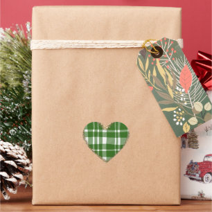 Groen Witte Ruit Goud Glitter Hart Sticker
