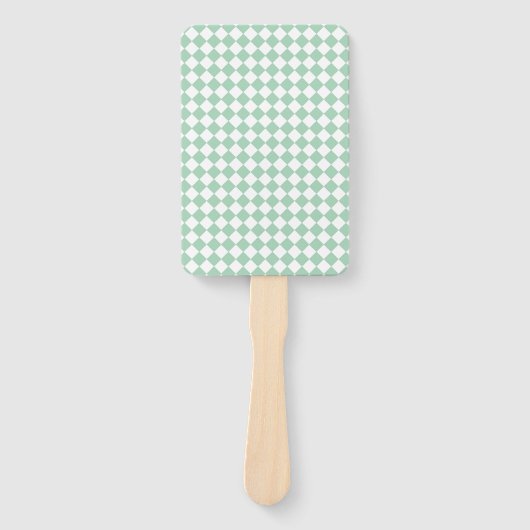 Groen Witte Ruit Patroon Handwaaier (Voorkant)