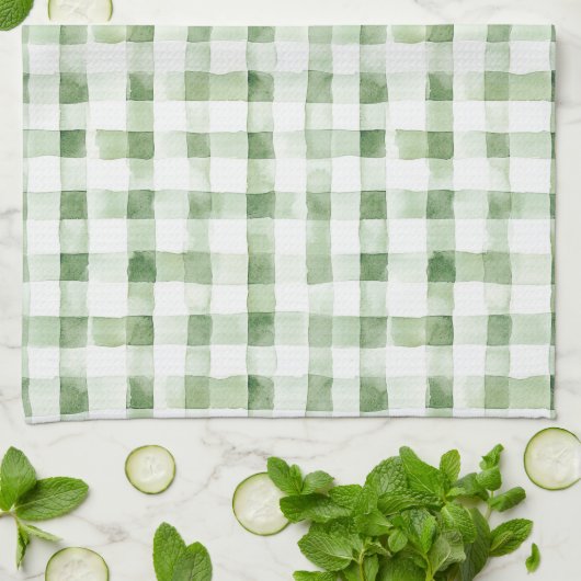 Groen Witte Ruit Strepen Theedoek (Gevouwen)