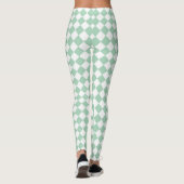 Groen Witte Ruitjes Diamant Patroon Leggings (Achterkant)