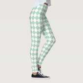 Groen Witte Ruitjes Diamant Patroon Leggings (Rechts)