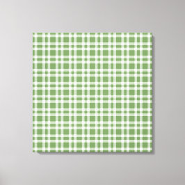 Groen Witte Ruitpatroon Canvas Afdruk