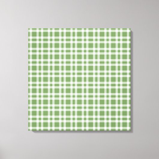 Groen Witte Ruitpatroon Canvas Afdruk (Voorkant)